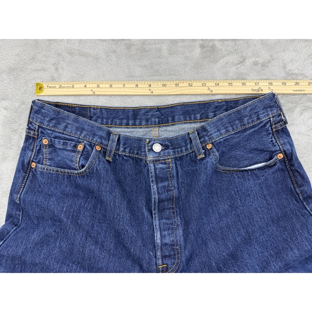 Levi's 501 Mens 40x30 Button Fly Original Fit Dark Wash Jean (Measured 36x28) - Picture 8 of 12